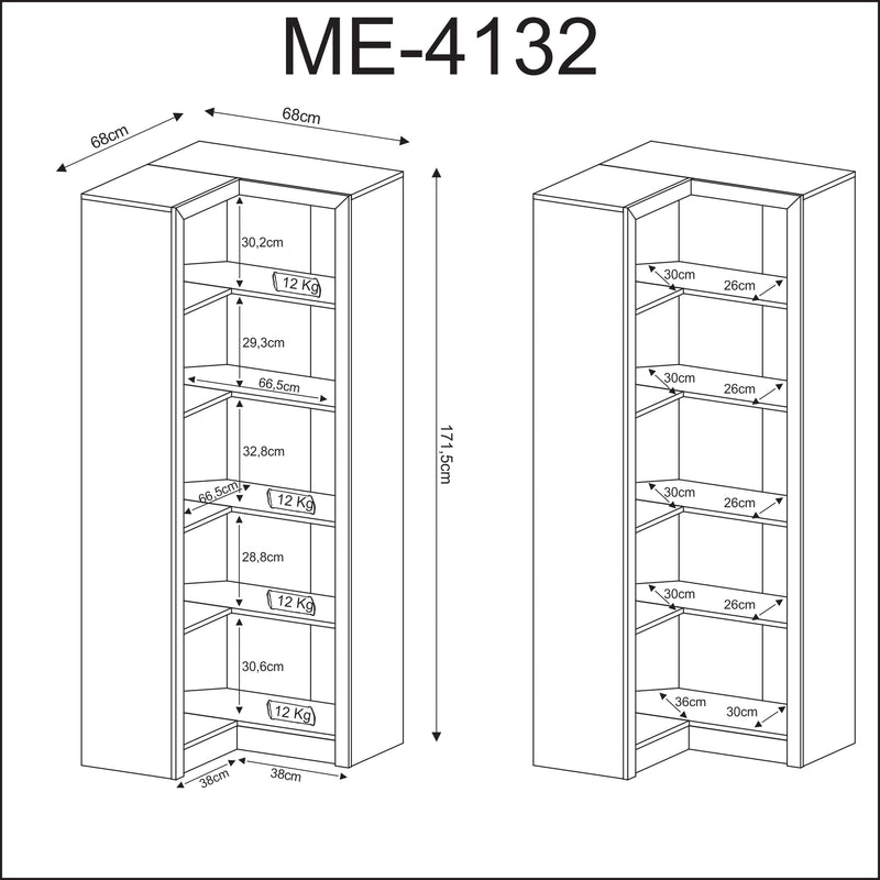 Armário de Canto Aberto ME4132 Nogal