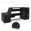 Mesa Gamer e Escritório Space One MDP Preto BP XT Racer Logo Branco