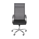 CADEIRA GENOVA ALTA RODIZIO PRETA ASSENTO P.U. ENCOSTO TELA BASE CROMADA