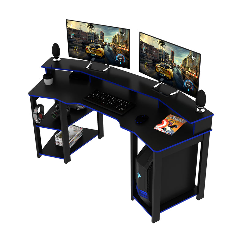 Mesa Gamer Cockpit ME4167 Preto/Azul