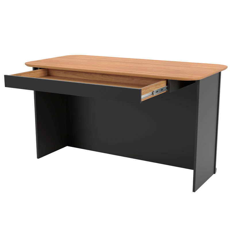 MESA ESCRITORIO RIPADA 135CM C/01 GAVETA - FREIJO/PRETO FOSCO