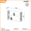 NICHO C/3 PRATELEIRAS INDUSTRIAL 89,5 X 60CM - FREIJO/PRETO FOSCO