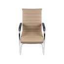 CADEIRA MILÃO FIXA BAIXA EM PU CARAMELO BASE CROM