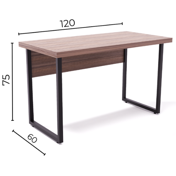 Mesa De Escritório Onix 1,20 - Pés De Aço Preto - Cor Tannat