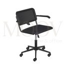 CADEIRA CLEO C/ BRACO PRETA SIMULANDO PALHA PRETA NO ENCOSTO/ ASSENTO- rodizio pintada