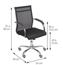 CADEIRA GENOVA BAIXA RODIZIO PRETA ASSENTO P.U. ENCOSTO TELA BASE CROMADA