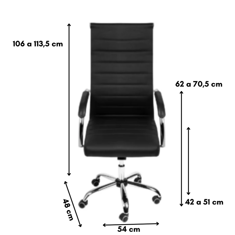 CADEIRA VT-377 GIR ALTA EM PU PRETA