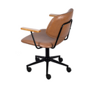 CADEIRA OFFICE MECA  EM PU CARAMELO BASE RODIZIO PRETA