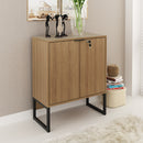 Balcão para Escritório com Chave ME4154 Amêndoa/Preto