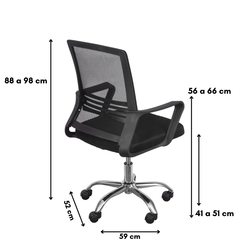 CADEIRA VT-3918 GIR BAIXA PRETA BASE CROMADA