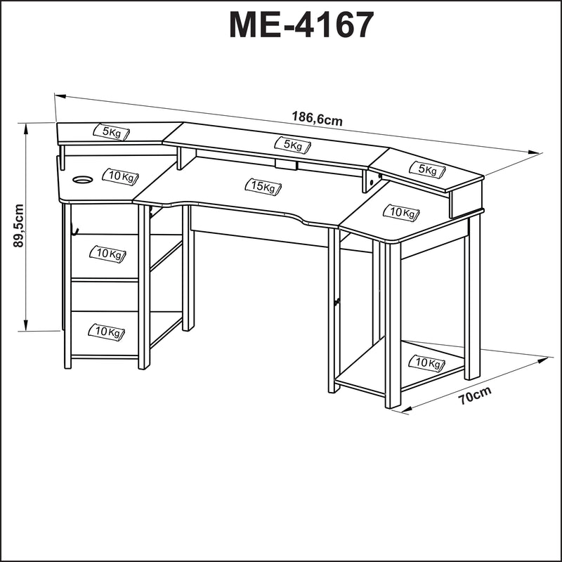 Mesa Gamer Cockpit ME4167 Preto/Azul