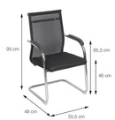 CADEIRA GENOVA FIXA PRETA ASSENTO P.U. ENCOSTO TELA BASE CROMADA