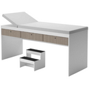 MACA COM ENCOSTO E GAVETAS - TAMPO DE MADEIRA