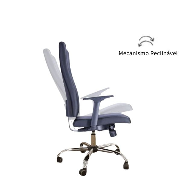 Cadeira de escritório Presidente Izzi base cromada mecanismo relax e Braço Regulável
