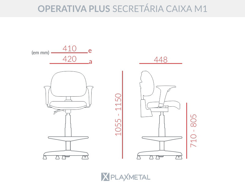 Cadeira de Escritorio Caixa Operativa Plus M1