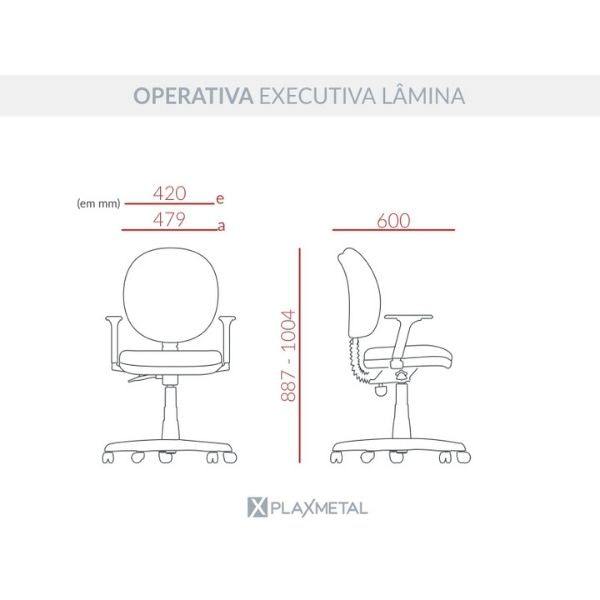 Cadeira de Escritório Executiva Operativa com Lâmina e Braço Regulável